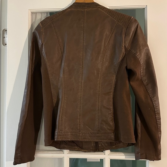Brown Vegan Leather Jacket - Picture 3 of 5